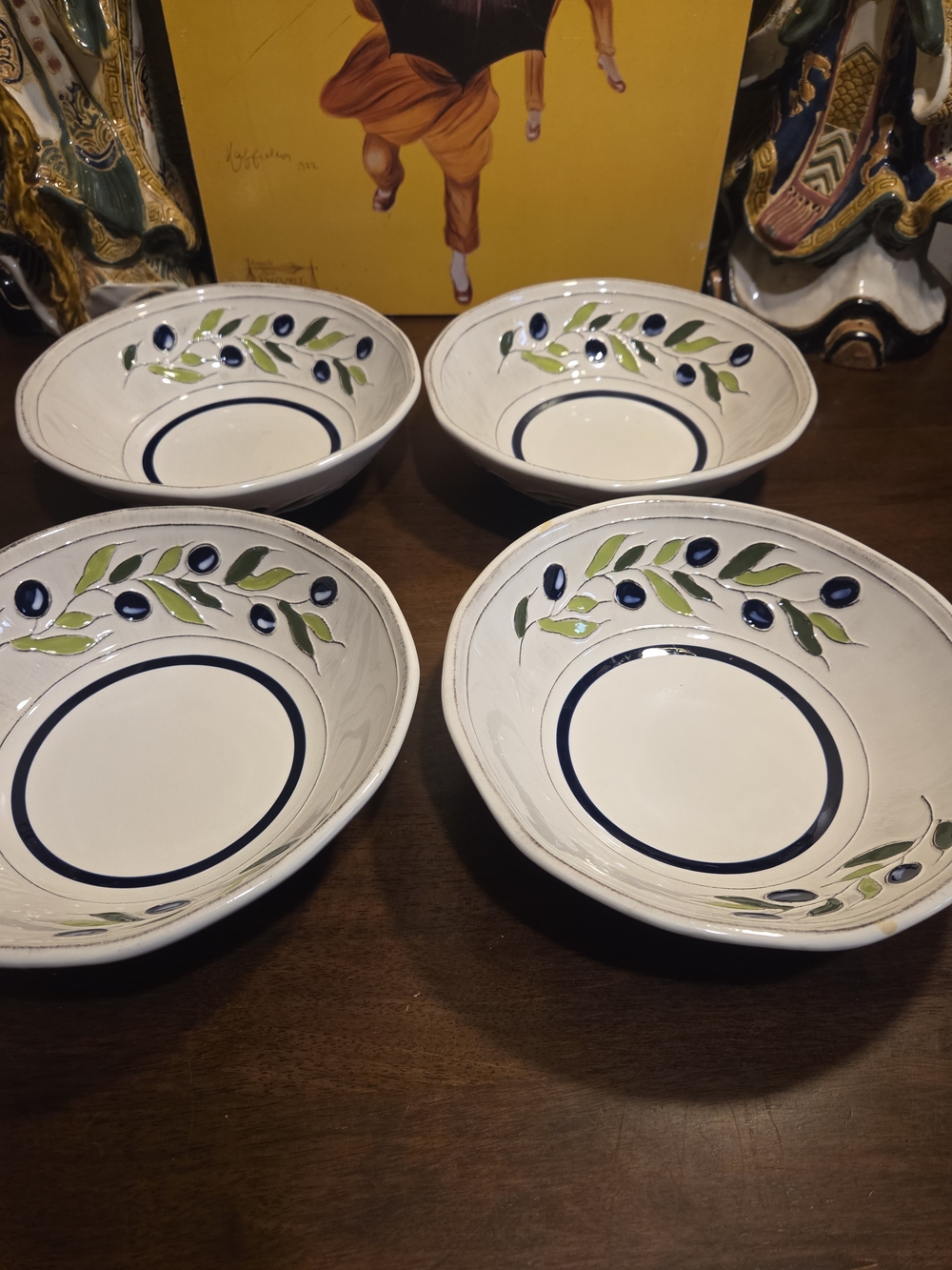 Signature Houswares 9" Olive Leaf Pasta Bowls Set Of 4